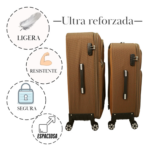 Juego 2 Maletas De Viaje Tela 24 Y 28 Pulgadas 20 Y 25 Kg Caqui 3002