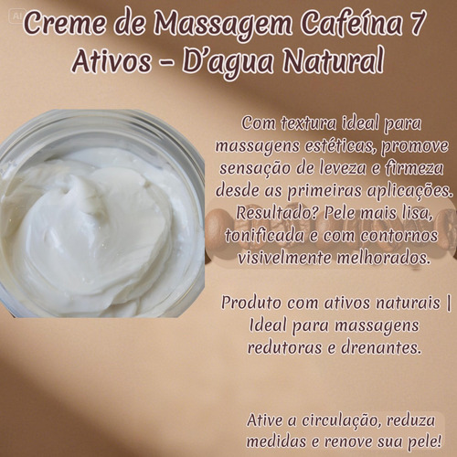Kit 2x Creme Massagem Cafeína 7 Ativos 650g Dagua Natural
