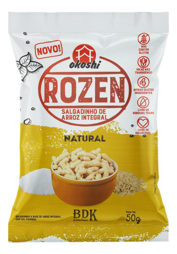 Salgadinho de Arroz Natural Okoshi Rozen Pacote 50g