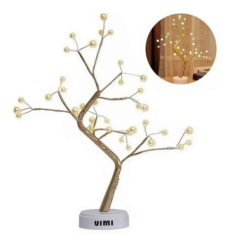 Lámpara Árbol Bonsái Decoración Interior 36 Luz Led Perla