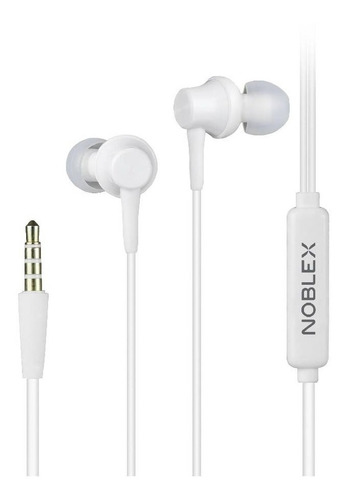 Auriculares Con Cable In Ear Noblex Hp05 Blanco Micrófono   