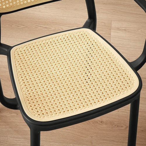 Set De 4 Sillas Plástico Comedor Moderna Cassias Christian+ Liso Negro Beige