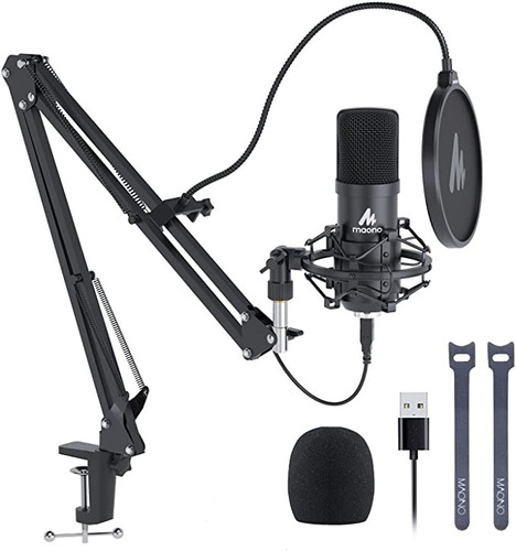 Maono Kit Micrófono AU-A04 Condensador Cardioide Sonido Profesional Color Negro