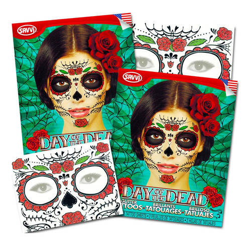 Kit De Tatuaje Temporal Para La Cara Con Calavera De AzĂșcar