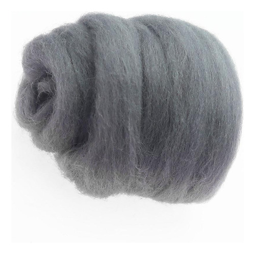 Hwa Fibra De Lana For Hilar A Mano, 10 G, For Muñeca Gris
