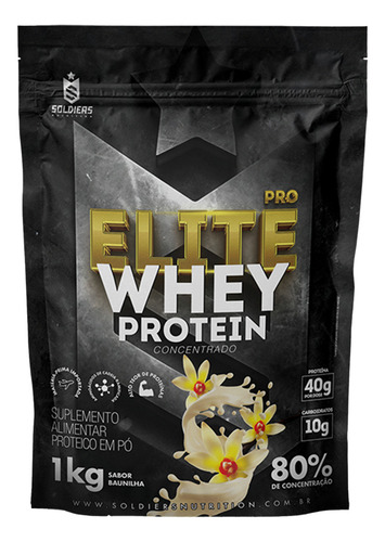 Elite Pro Whey Protein Concentr 80% 1kg - Soldiers Nutrition Sabor Baunilha