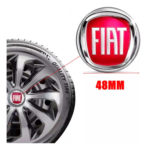 Emblema Roda Fiat Adesivo Calota Resinado 48mm 4pçs Roda