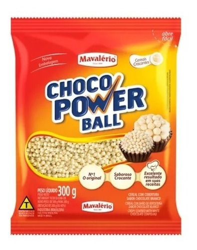 Choco Power Ball 300g Cereal Crocante Choc. Branco Mavalério