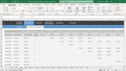 Planilha De Controle De Vendas No Cartao De Credito 4.0
