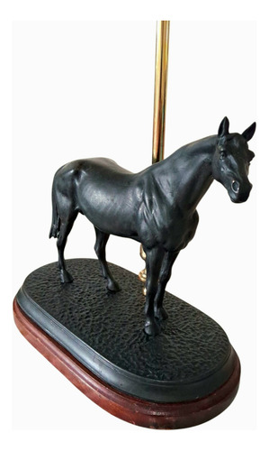 Lampara De Escritorio Caballo Plomo Y Bronce Dorado Oscuro Verde Oscuro (Usado)