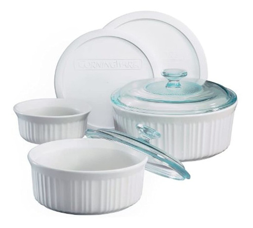 Corningware French White 7 Piece Bake And Serve Set