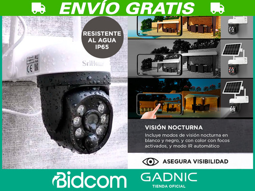Cámara De Seguridad Srihome 2k Con Panel Solar Visión 360°