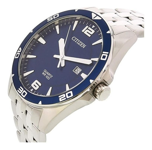 Relógio Citizen Masculino Quartz Prata Fundo Azul Casual