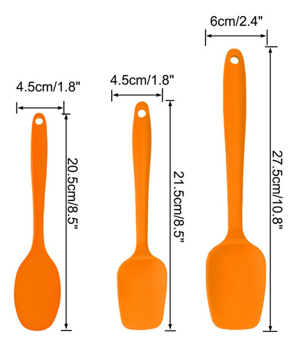 Espátulas De Silicona Kit Para Cocina Hornear Naranja 3uds