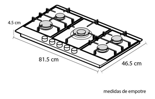 Imagen 6 de 6 de Cocina Encimera A Gas Rca 5q Encendido Electri Vitrocerámica