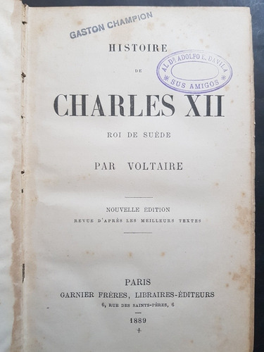 Histoire De Charles Xii. Voltaire. 50n 836