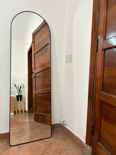Espejo Grande Arco Moderno 160x50 Con Marco De Pvc. Cristal Negro