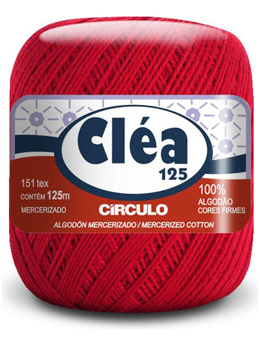 Fio/linha Cléa 125 Tex 151 100% Algodão Mercerizado 125m Cor 3528 - CARMIM