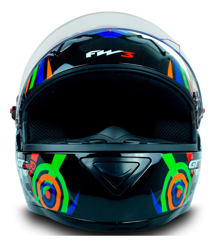 Imagem 3 de 6 de Capacete Fechado Moto Com Narigueira Gt Turbo Preto 58