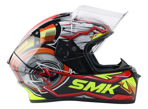 Casco Smk Stellar Amarillo Rojo Gl234 Cerrado