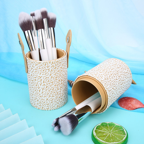 Tubo Portátil Para Brochas De Maquillaje De Piel Sintética C