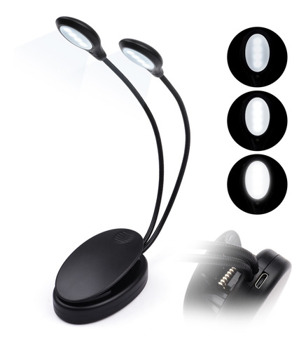 Imagen 2 de 9 de Luz De Clip Portátil De Abrazadera Lámpara Recargable Luz De