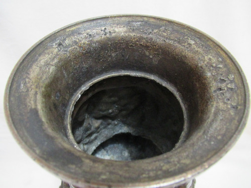 Antiguo Par Cráteras Ánforas Petit Bronce Italiano Relieve (Usado)