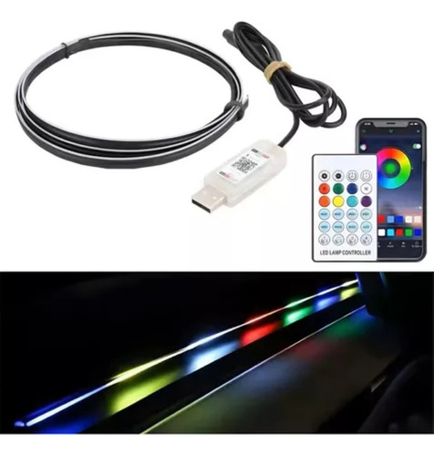 Hilo Led Tablero Luz Rgb Arcoiris Usb +bluetooth Control