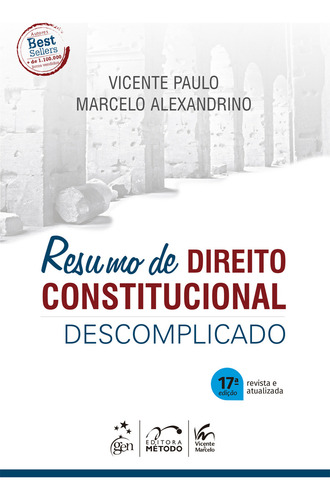 Resumo De Direito Constitucional Descomplicado - 17ª Ed: Resumo De Direito Constitucional Descomplicado - 17ª Ed, De Paulo, Vicente. Editora Método, Capa Mole, Edição 17 Em Português, 2023