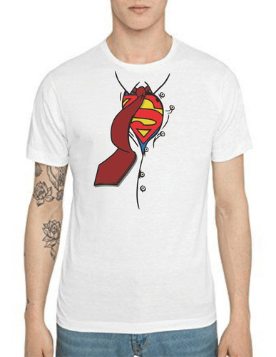 Camiseta De Hombre Diseño Corbata Y Logo De Superman 