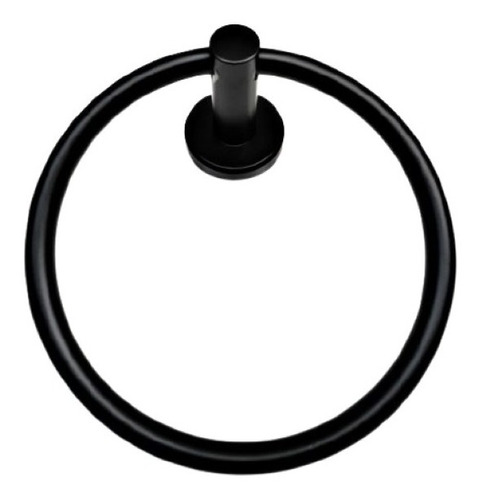 Toallero Circular De Aluminio Negro Mate 17 Cm.