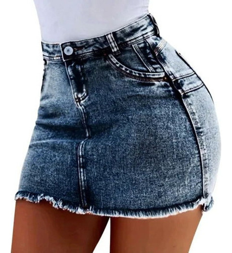 Minifalda Corta De Jean Para Mujer