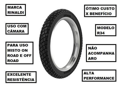 Pneu Moto Rinaldi Dianteiro 90/90-21 R34 Nx 4 Falcon