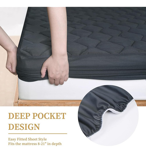 Cubrecolchón Impermeable Acolchado Queen, Protector De Colch