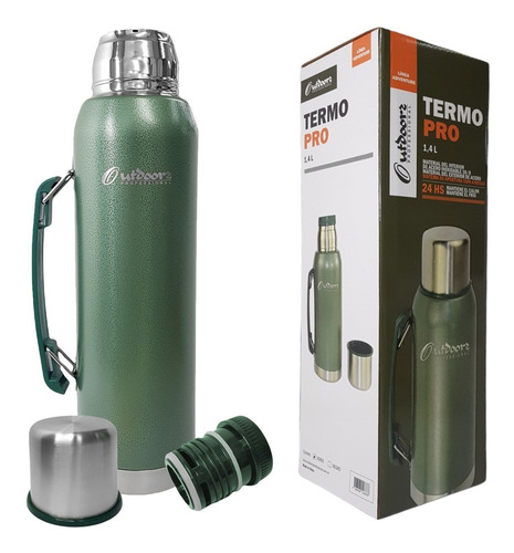 Imagen 3 de 10 de Termo Acero Inoxidable Outdoors 1.4 L Manija 24hs Garantia