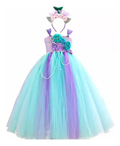 Disfraces de Sirena para Niñas, Vestido de Tutú de Sirena con Diadema para  Regalos de Cumpleaños, Fiestas de Halloween y Ropa de Disfraz