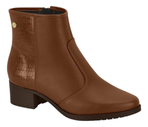 Bota Feminina Moleca Cano Curto Salto Baixo Grosso Croco 