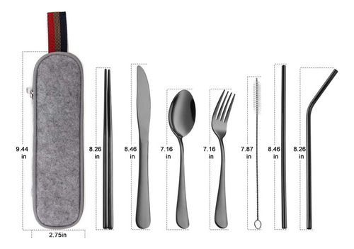 Juego De Cuchillos, Tenedor, Cuchara Y Palillos Portátiles D