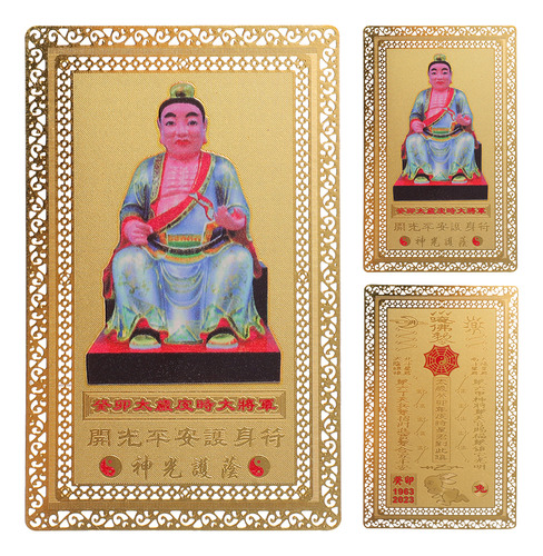 Tarjeta Dorada Guanyin Buddha Rabbit Gold Card Lucky, 3 Unid