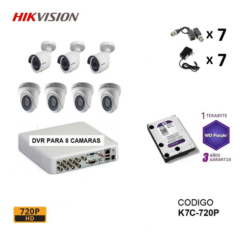 Imagen 8 de 10 de Kit 2 4 6 8 16 Camaras Seguridad Vigilancia Hikvision 720p