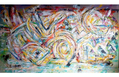Imagen 2 de 2 de Cuadro Abstracto Cazart Pintado A Mano Lienzo Con Bastidor