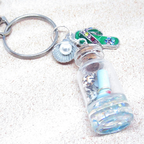 Rear View Mirror Beach Charm - Cute Beach Bottle Car Charm -
