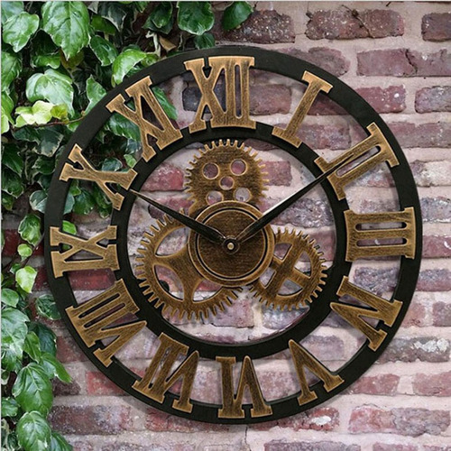 Reloj De Pared Grande De Madera Vintage Gear Clock Us Style