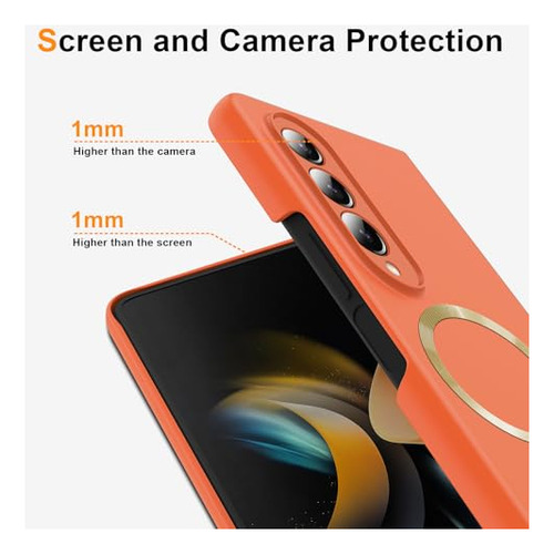 Funda Para Galaxy Z Fold 3 5g Naranja Duro Policarbonato