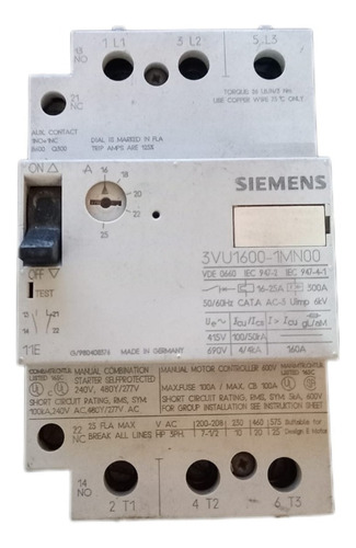  Arranque De Motor Siemens 3vu1600-1mn00 