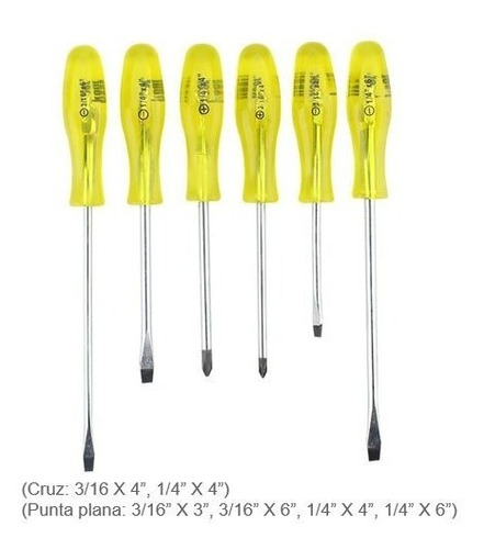 Juego De 6 Desarmadores Santul 6670 (mango De Pvc)