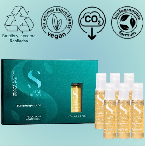 Sos Emergency Oil Alfaparf Semi Di Lino Ampolletas 6x13 Ml