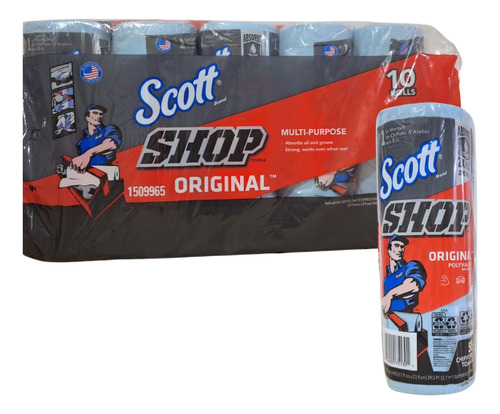 Toalla Rollo Multiusos Scott Shop Original Absorbente C/10pz
