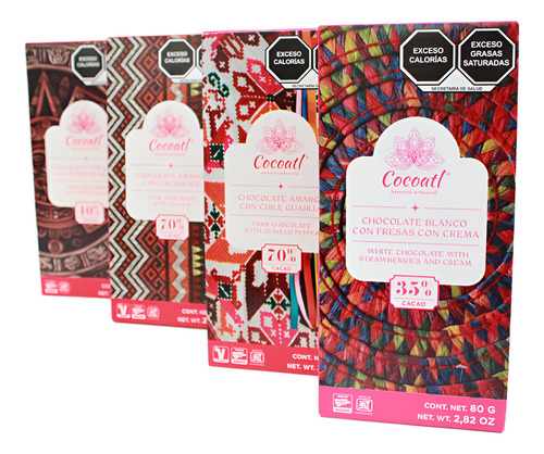 Cocoatl 8 Barras Chocolate Celebrando México 80g Caja