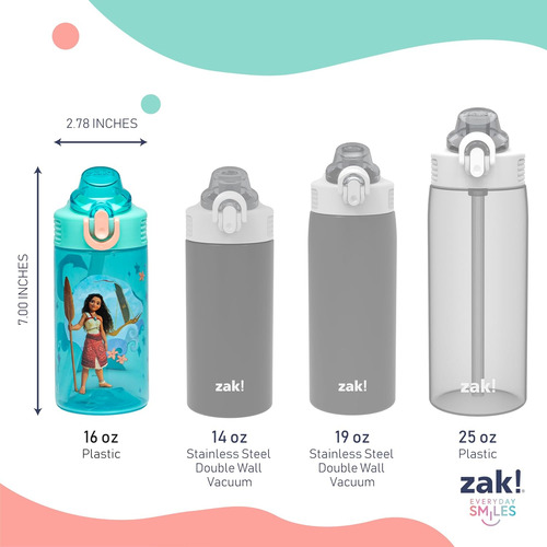 Zak Designs Botella Diseño De Minecraft, Plástico 16 Y 25 Oz Disney Moana (moana, Maui) 16 Onza